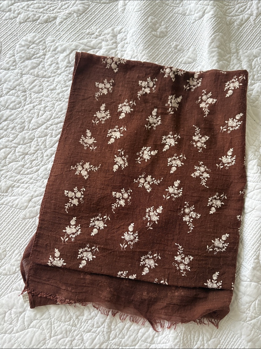 Brown Floral Women scarf  - Lightweight